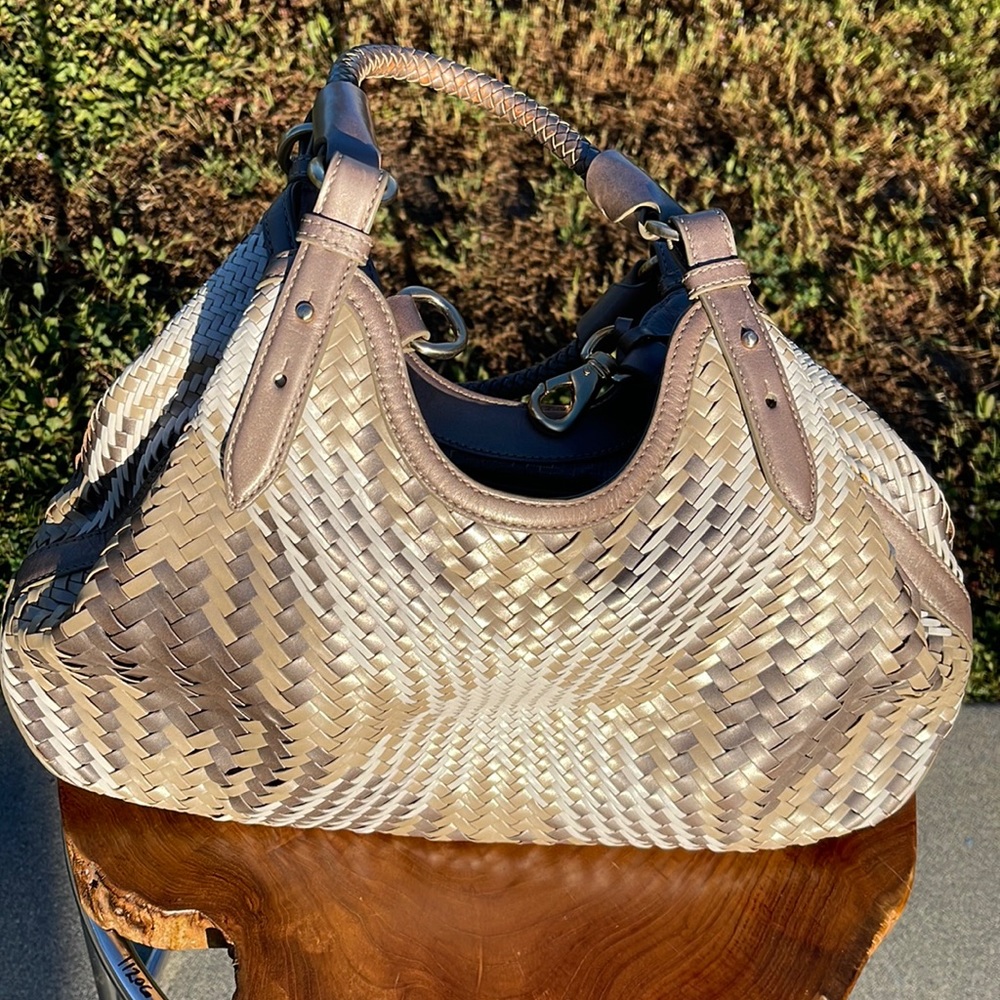 Cole Haan Genevieve weave triangle leather bag